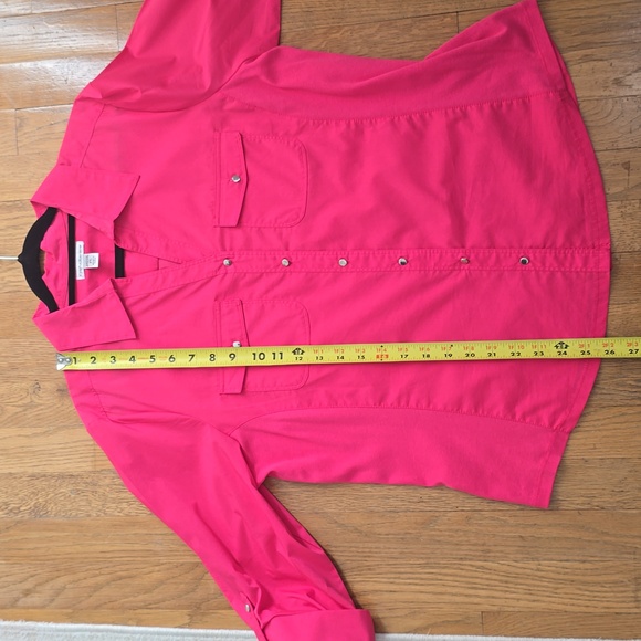 CROFT AND BARROW WOMEN'S PETITE FUSCIA PINK FRONT BUTTON SHIRT SIZE PETITE LARGE - Picture 11 of 16
